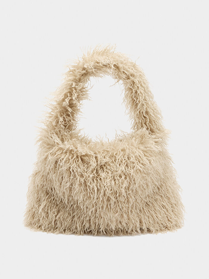 Kürk Efektli Omuz Çantası