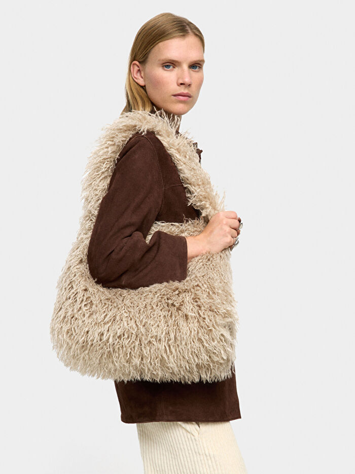 Kürk Efektli Omuz Çantası