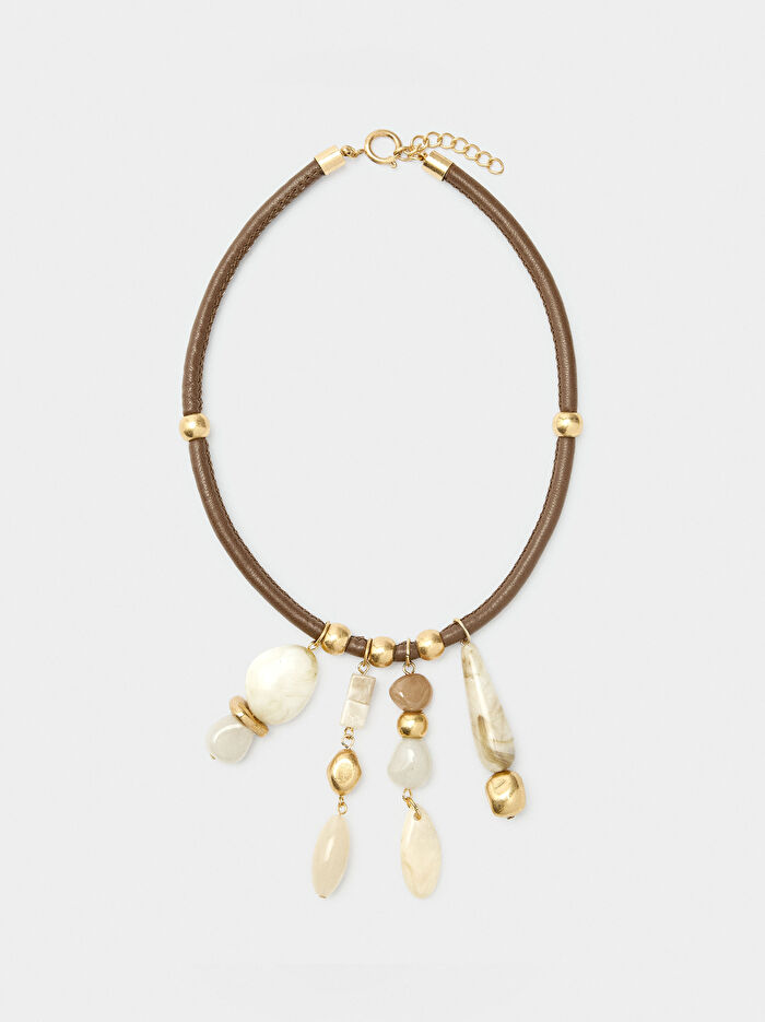 Kordonlu ve Taşlı Kolye