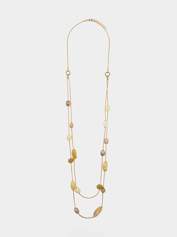 Taş Efektli Uzun Kolye