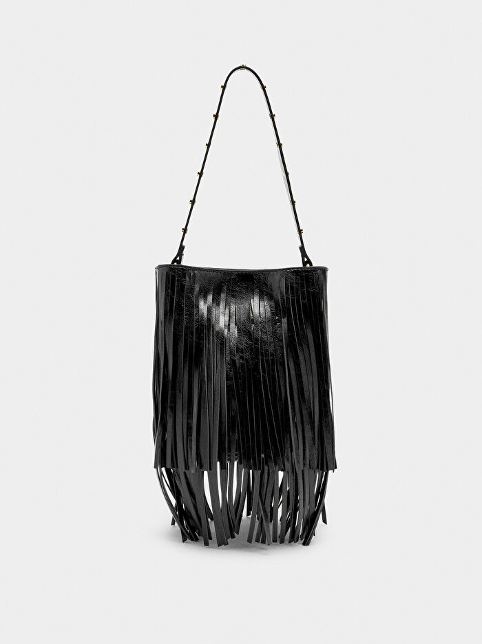 Uzun Püsküllü Bucket Çanta