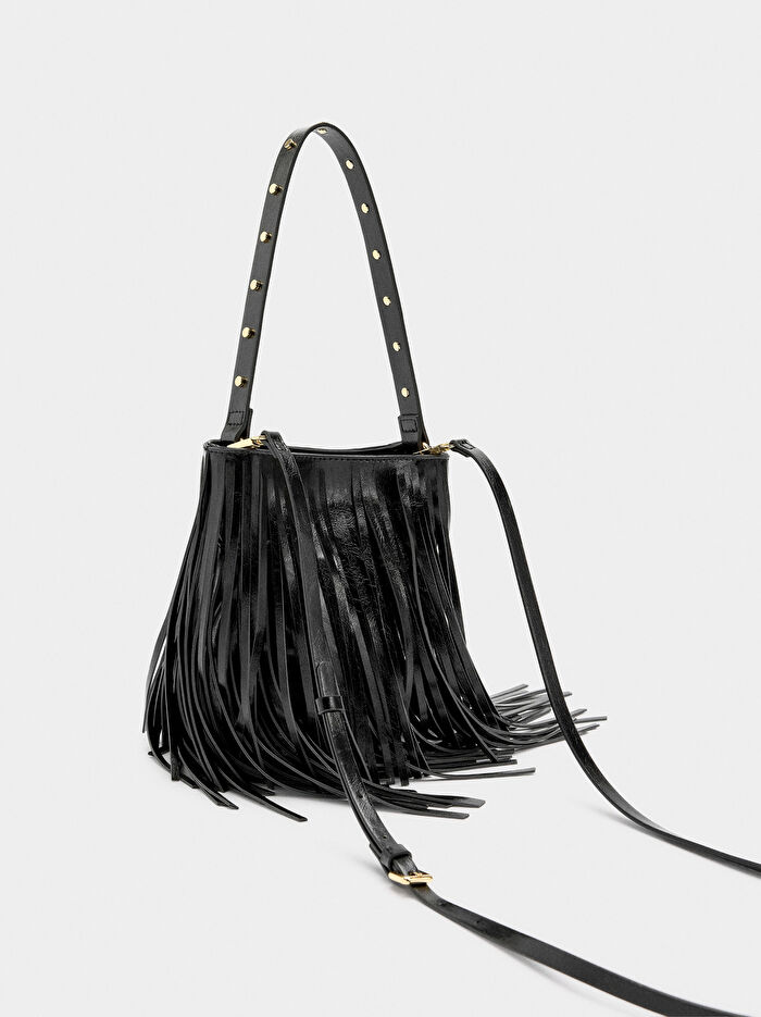 Uzun Püsküllü Bucket Çanta