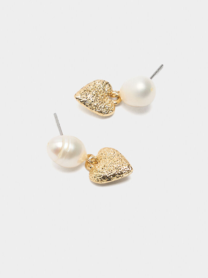 Tatlı Su İncili Kalp Küpe