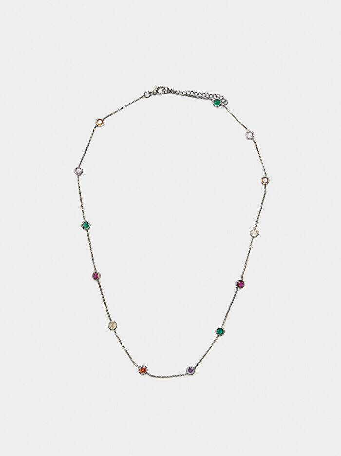 Çok Renkli Zirkonlu Kolye