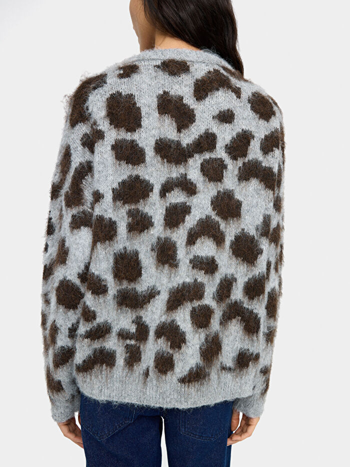 Hayvan Desenli Örme Sweatshirt