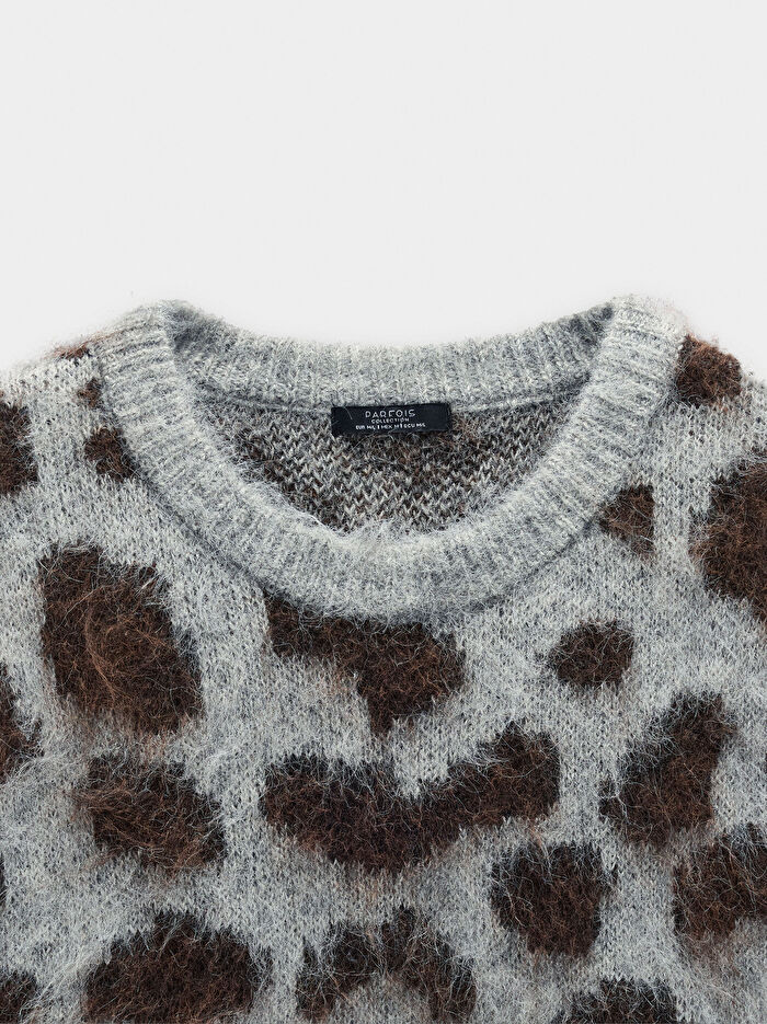 Hayvan Desenli Örme Sweatshirt