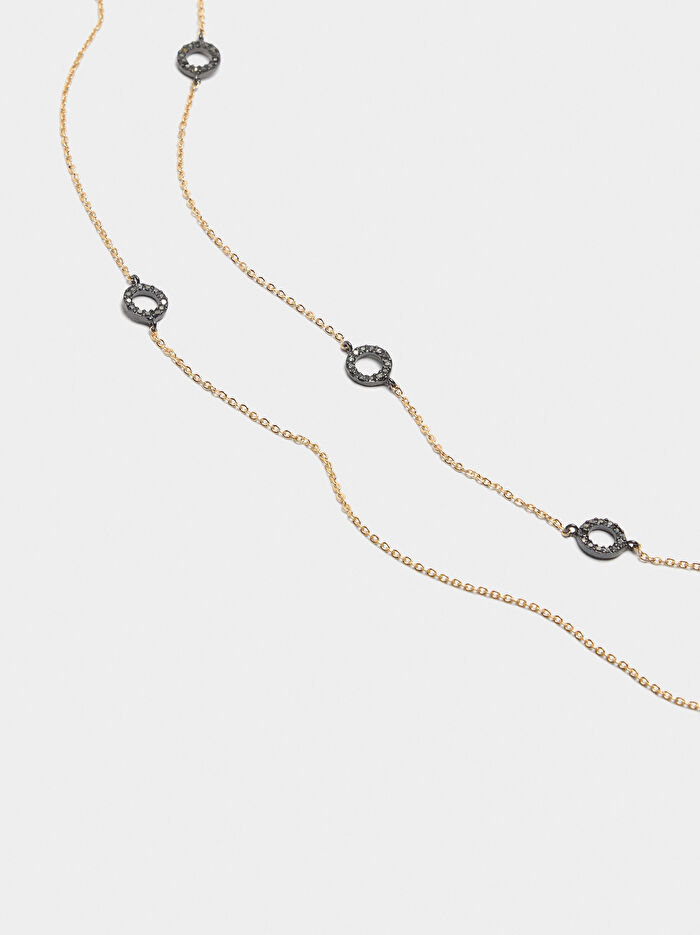 Zirkonlu Çift Halka Kolye