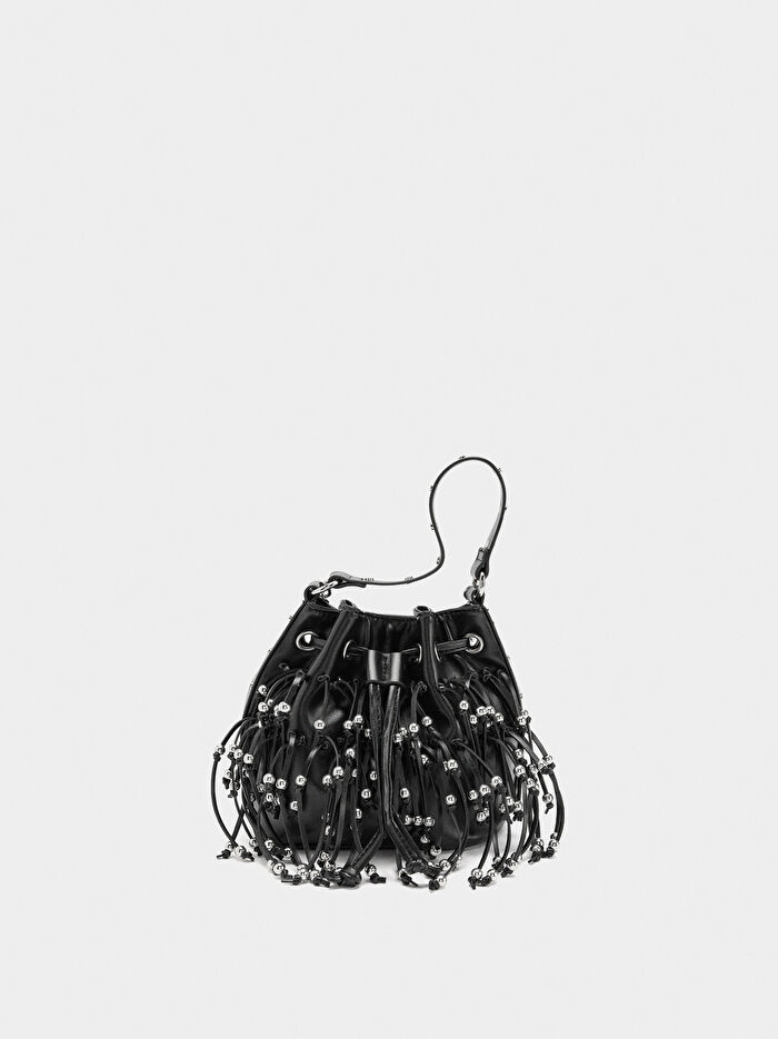 Püsküllü ve Boncuklu Parti Çantası