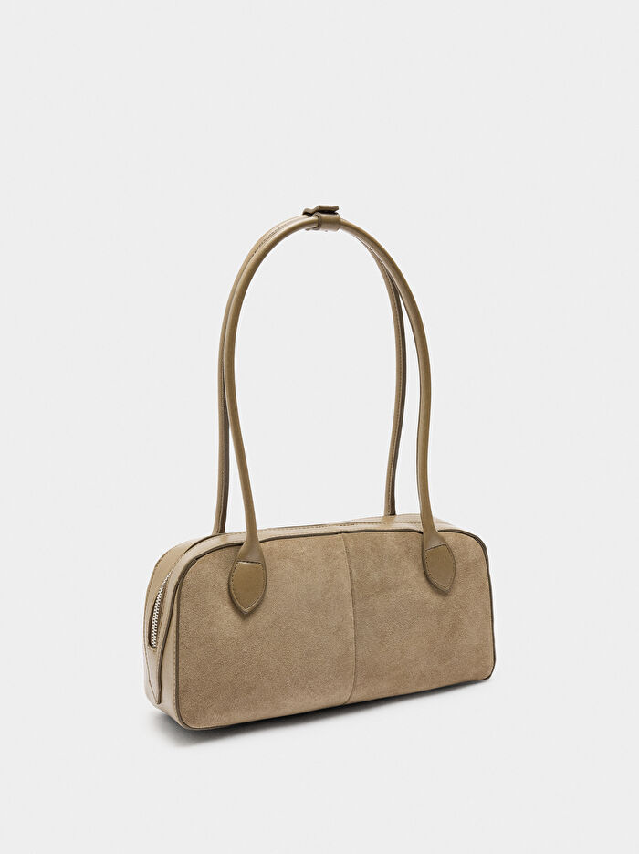 Deri Detaylı Omuz Çantası