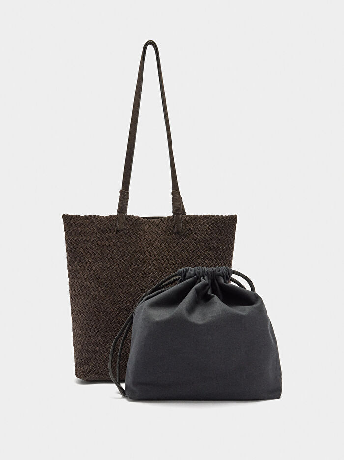 Örgülü Deri Shopper Çanta