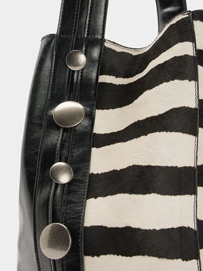 Deri Detaylı El Çantası