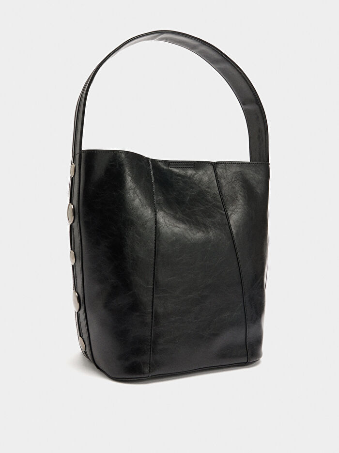 Deri Detaylı El Çantası