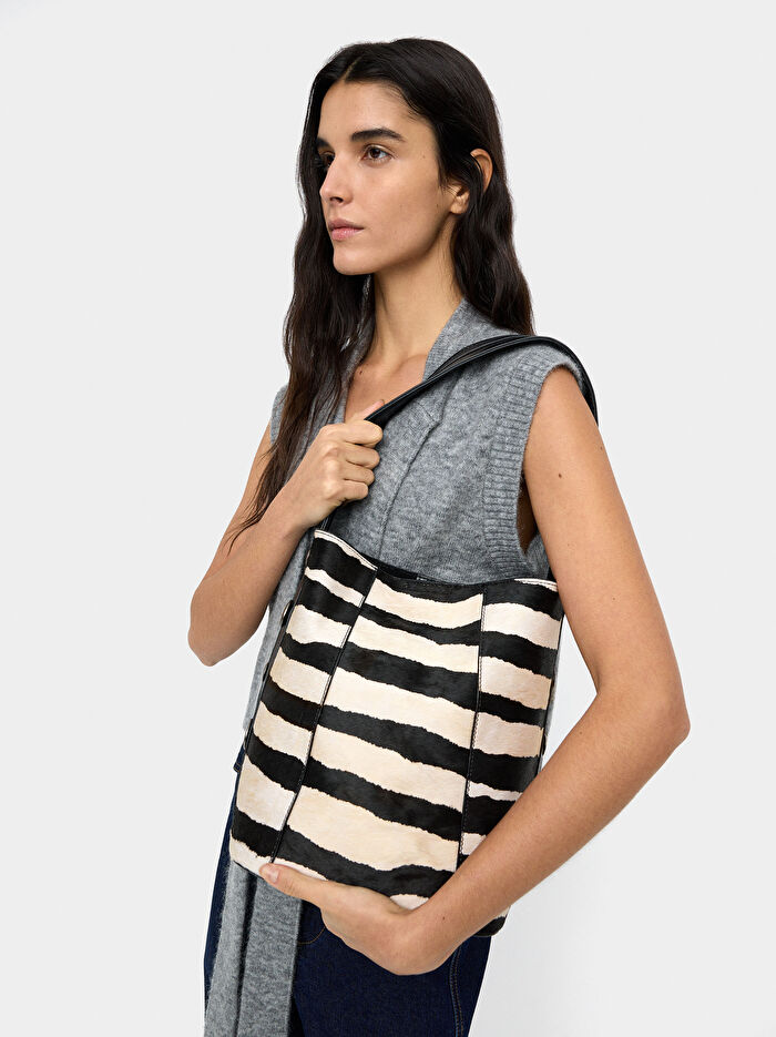 Deri Detaylı El Çantası