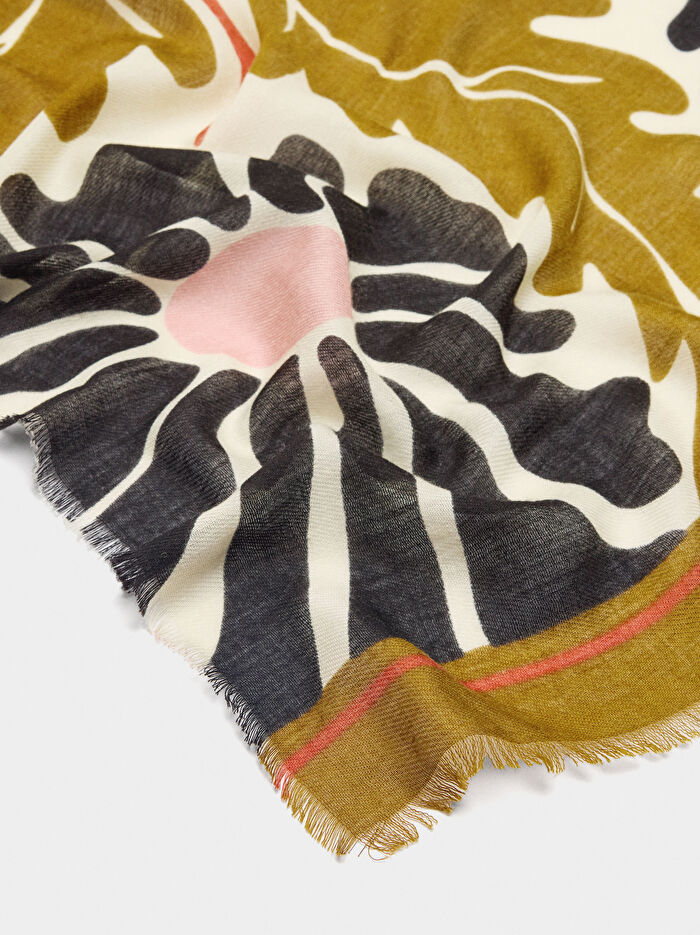 Yünlü Çiçek Desenli Şal