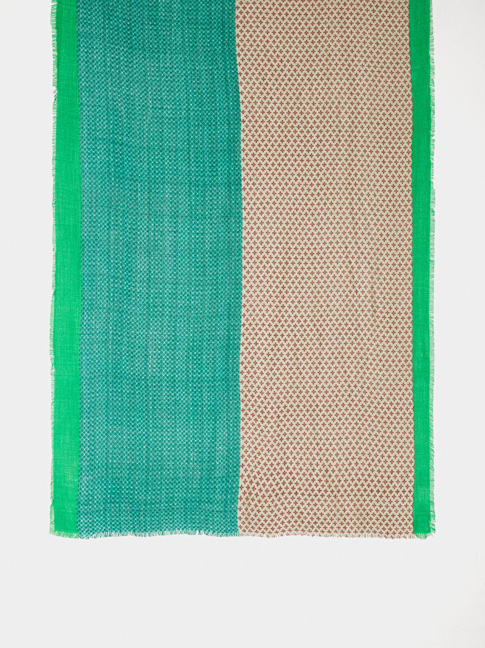 Yün Kontrastlı Desenli Şal