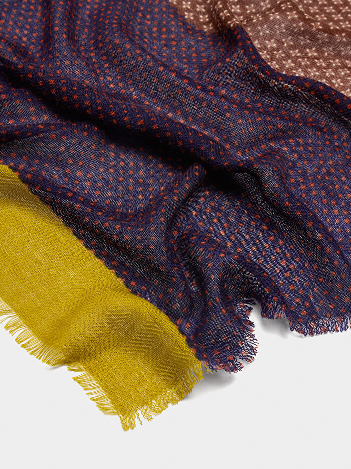 Yün Kontrastlı Desenli Şal