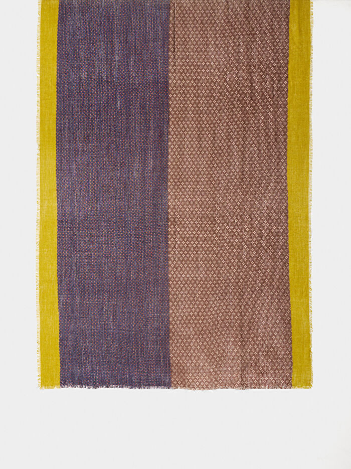 Yün Kontrastlı Desenli Şal