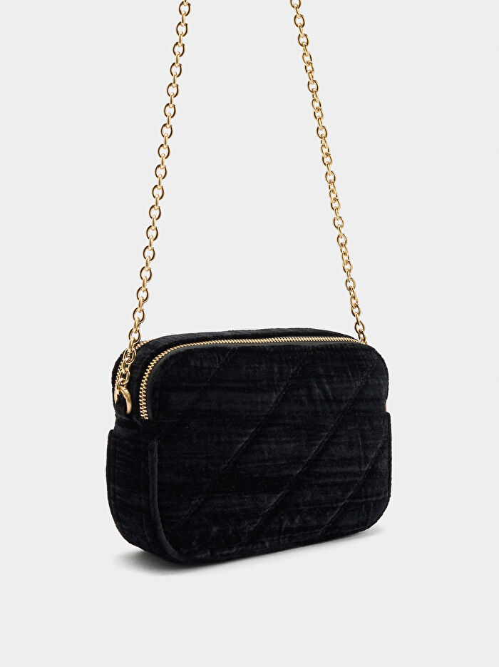 Böcek Desenli Kadife Parti Çantası