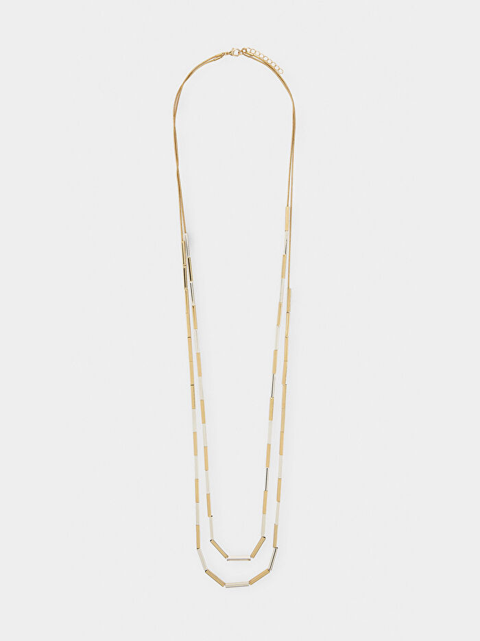 Uzun Segmentli İki Renkli Kolye