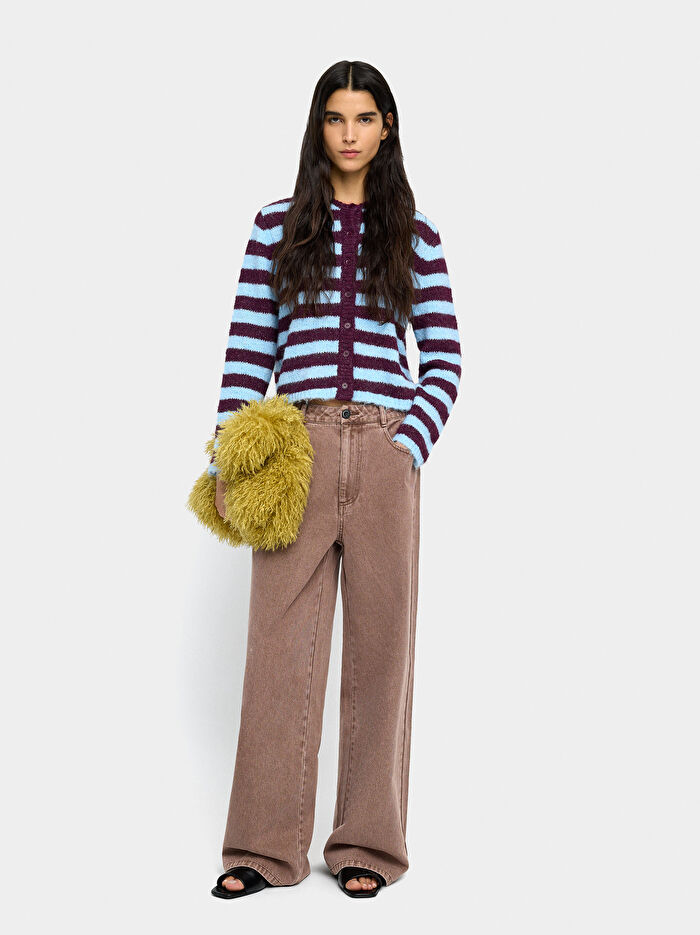 Çizgili Örme Hırka