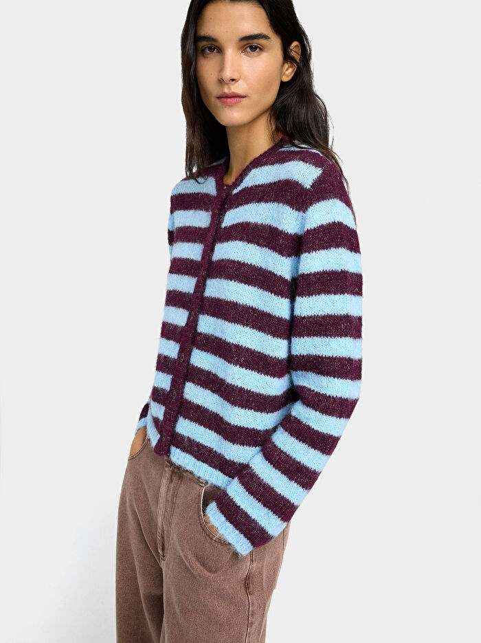 Çizgili Örme Hırka