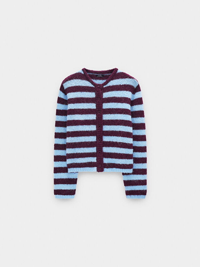 Çizgili Örme Hırka