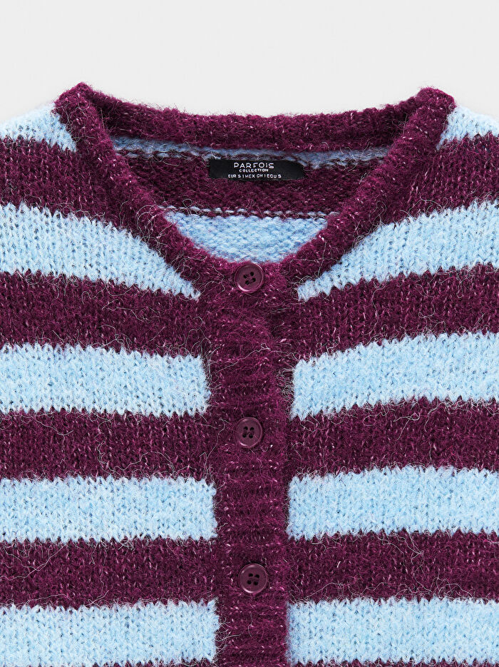 Çizgili Örme Hırka