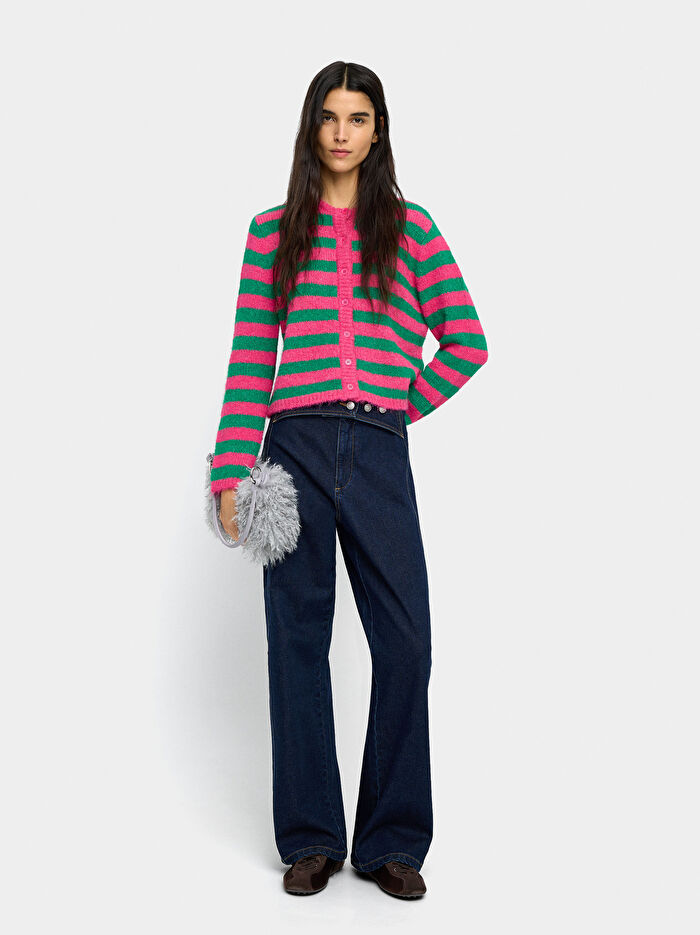 Çizgili Örme Hırka