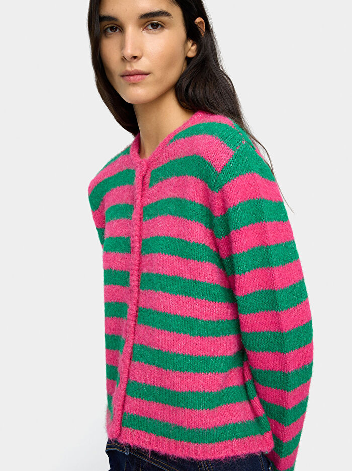 Çizgili Örme Hırka