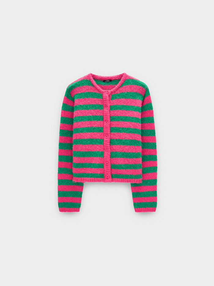 Çizgili Örme Hırka