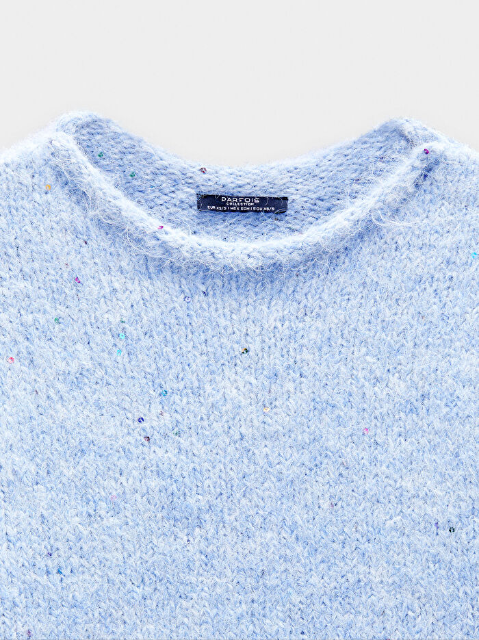 Paçalı Kısa Kollu Örme Kazak