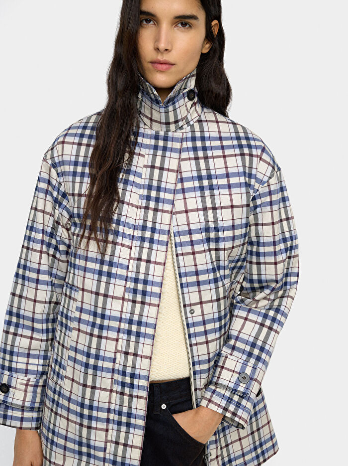 Kare Desenli Pamuklu Ceket