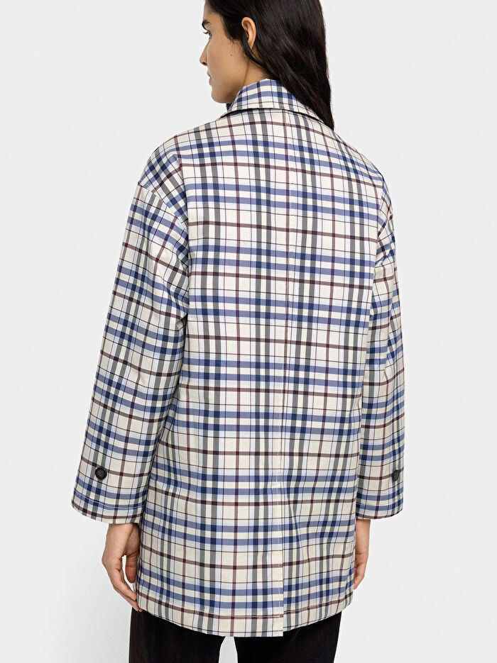 Kare Desenli Pamuklu Ceket