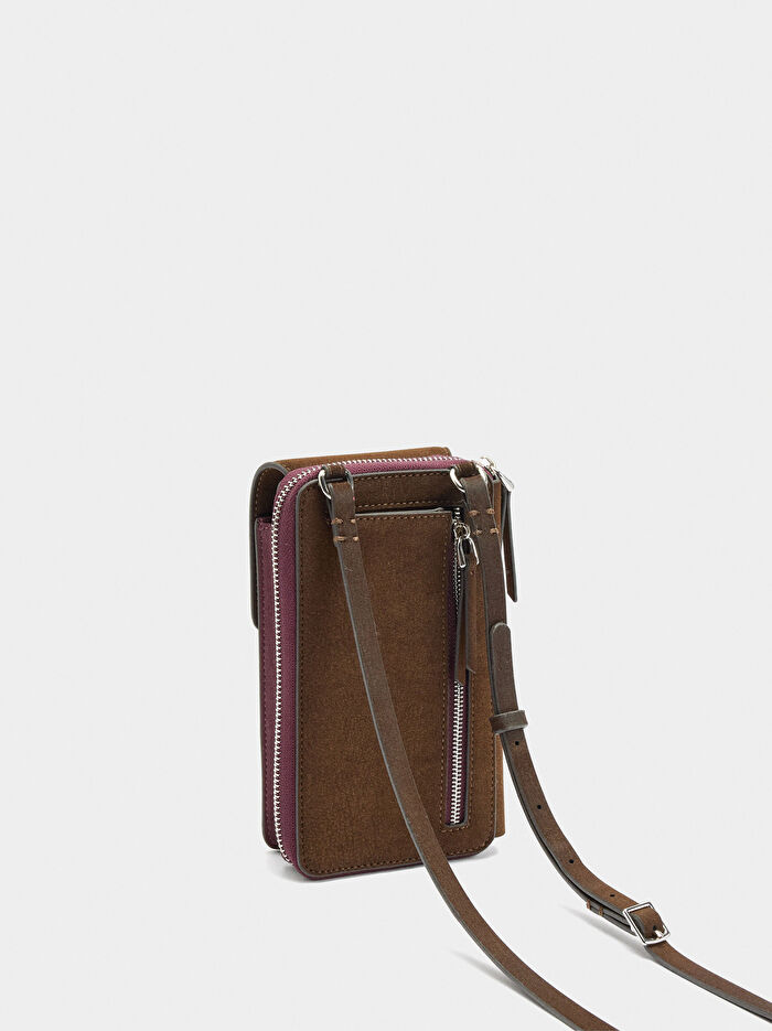 Deri Efektli Cep Telefonu Çantası