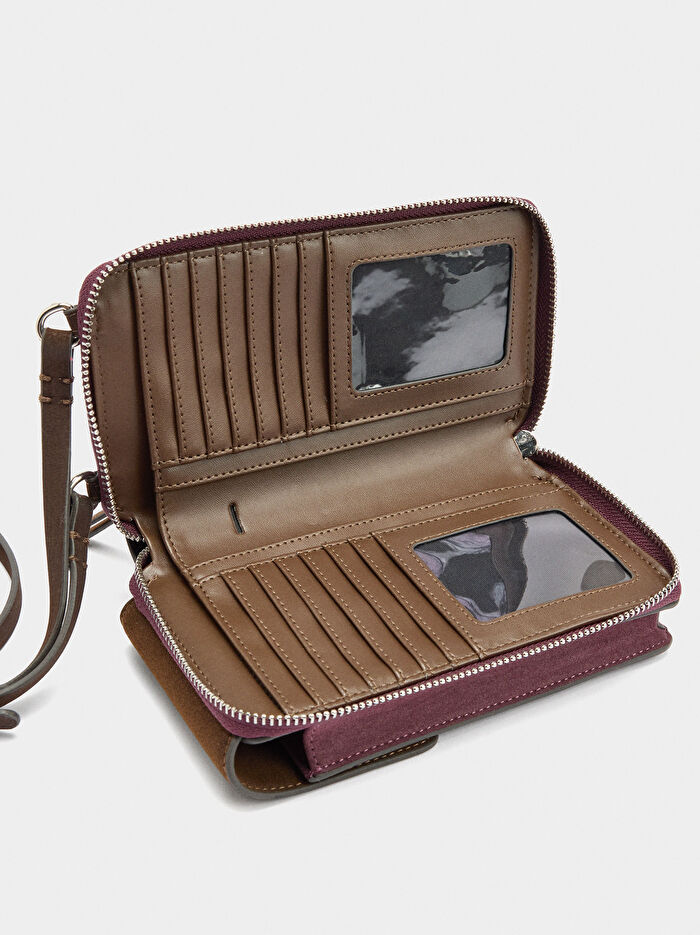 Deri Efektli Cep Telefonu Çantası