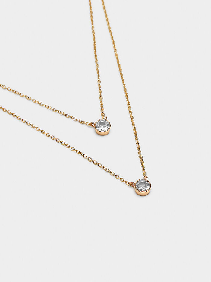 Bağlantılı ve Zirkonlu Kolye Seti