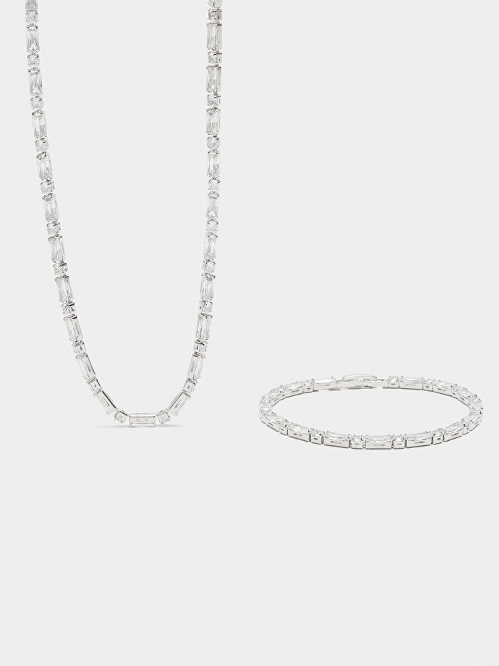 Zirkonya Taşlı Kolye ve Bileklik Seti