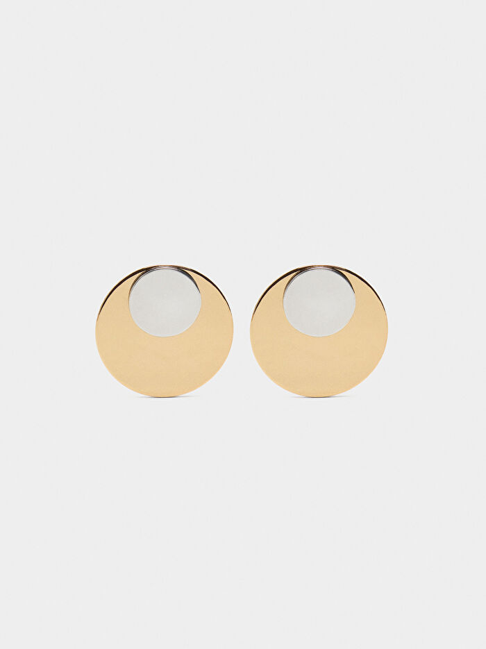 İki Renkli Yuvarlak Küpe