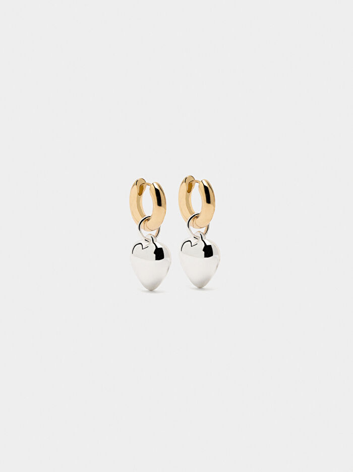 Kalp Detaylı Halka Küpe