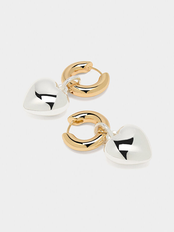 Kalp Detaylı Halka Küpe