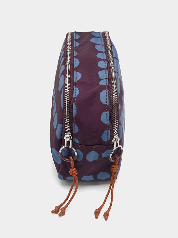 Desenli Teknik Kumaş Makyaj Çantası