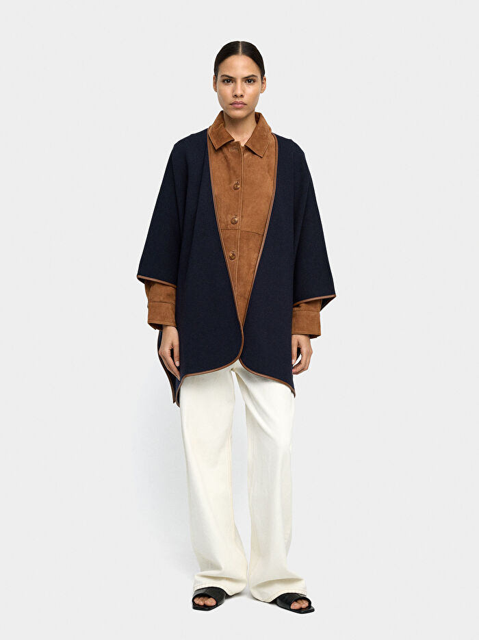 Dikiş Detaylı Örme Panço