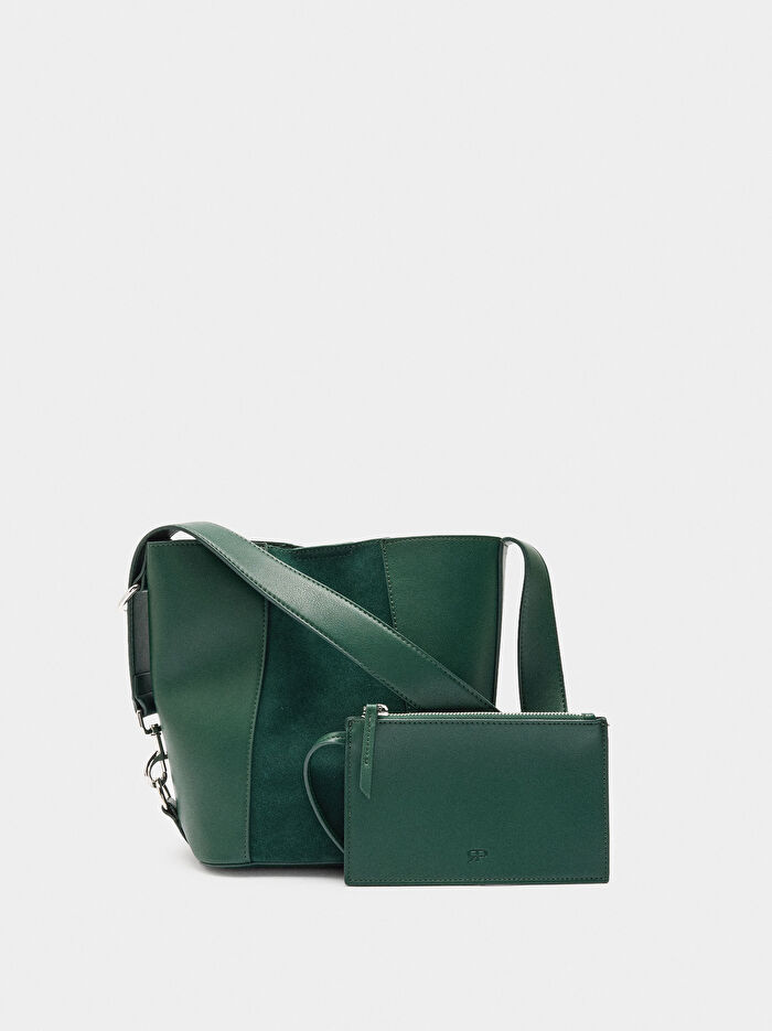 Deri Detaylı Bucket Çanta