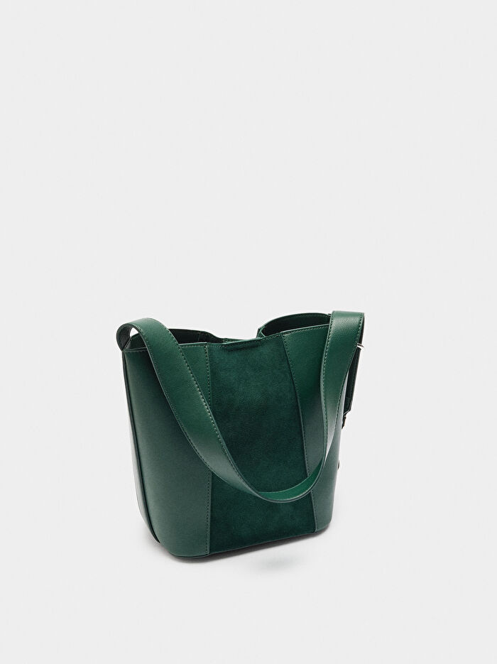 Deri Detaylı Bucket Çanta