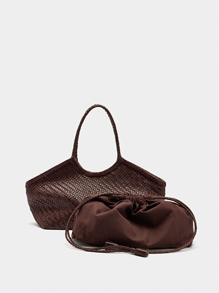 Örgülü Deri Shopper Çanta