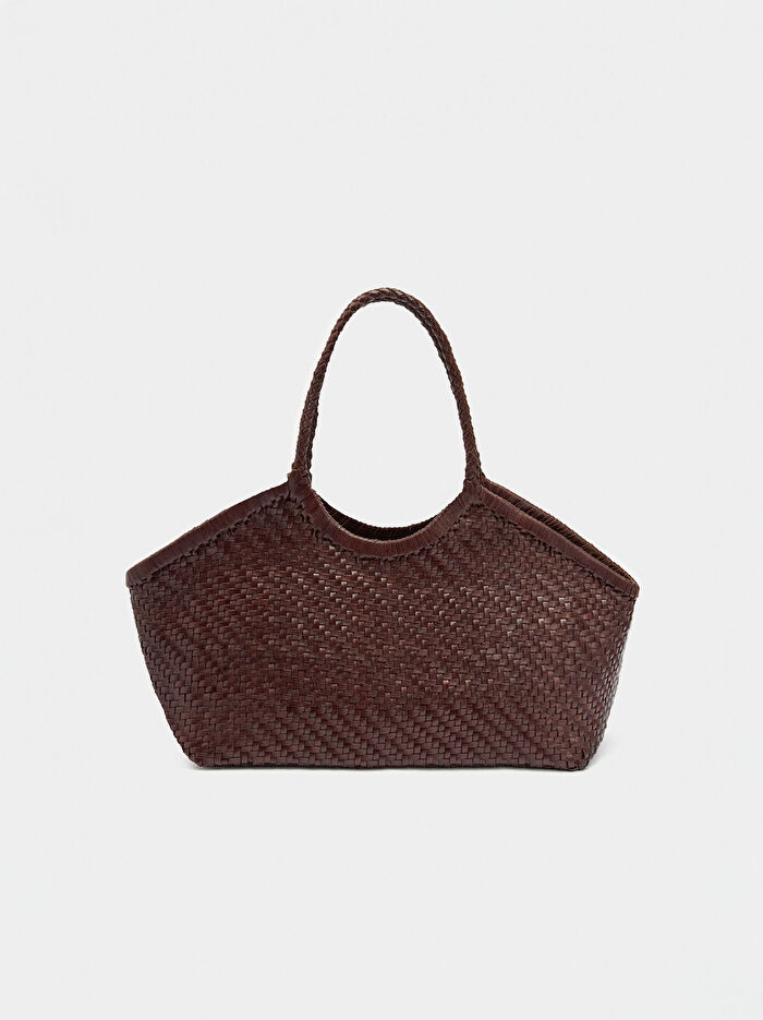 Örgülü Deri Shopper Çanta