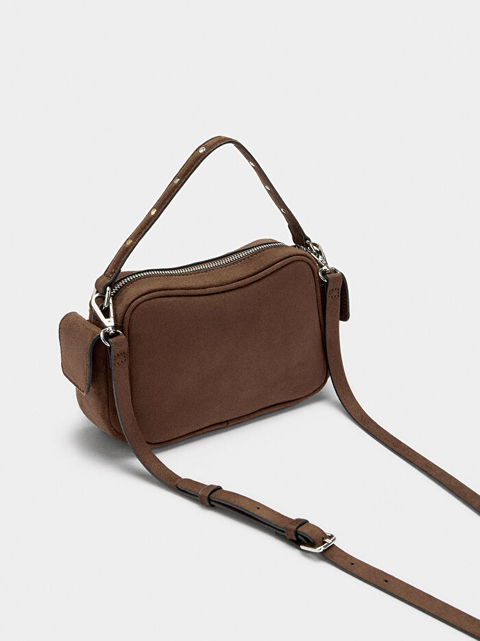 Deri Görünümlü Zımba Detaylı El Çantası