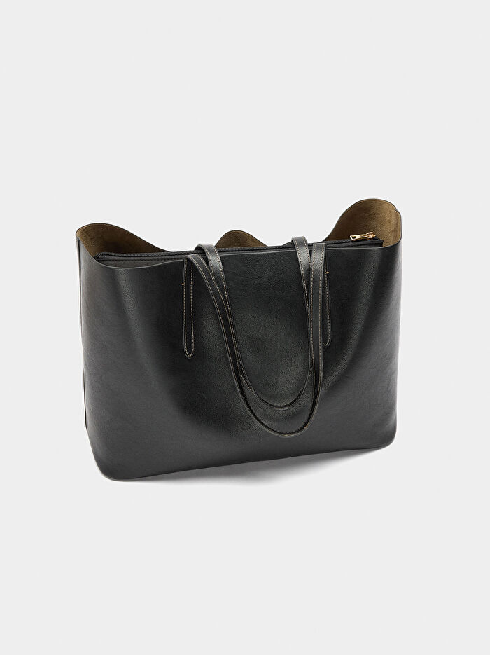 Çift Taraflı Kullanılabilir Shopper Çanta L