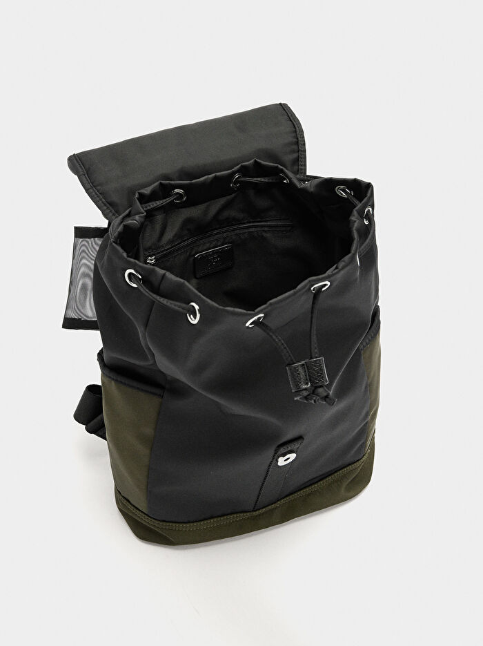 Teknik Kumaş Renk Bloklu Sırt Çantası