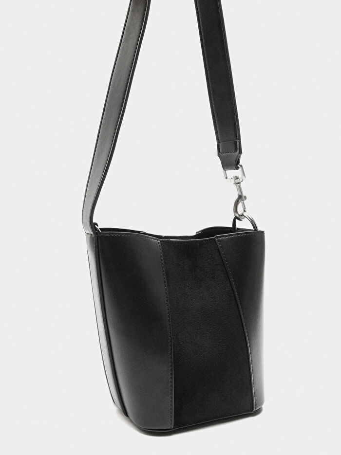 Kontrast Dokulu Bucket Çanta